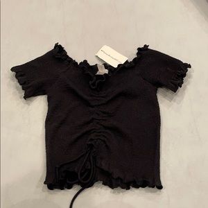 Black off the shoulder crop top
